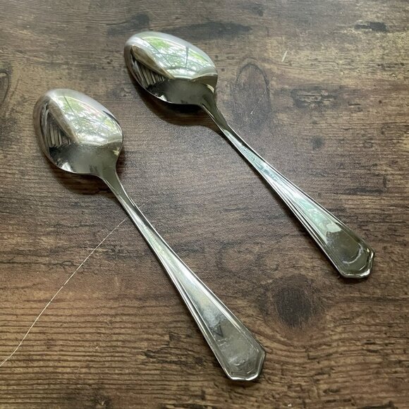 1847 Rogers Bros RG84 Silverplate h EP Brass Tablespoon Set of 2 Vintage - Picture 3 of 5